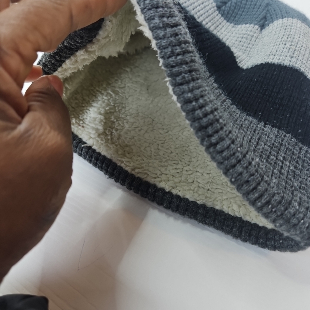 🎁Color Block Casual Solid Unisex Beanie Knitting Hat Winter Black Gray One Size - Picture 9 of 14
